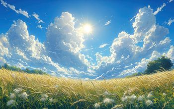 Golden Fields Under a Radiant Sky