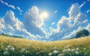 Goldene Felder unter einem strahlenden Himmel