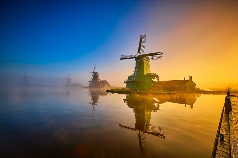 Windmills on the Zaanse Schans by Peter de Jong