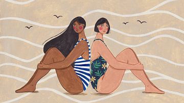 Women by the Sea – Modern Beach Illustration by Caroline Bonne Müller