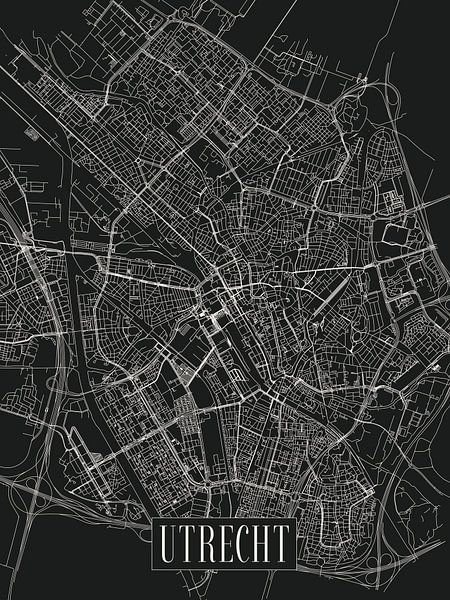 Stadtplan Utrecht - Stadt - Dunkle Variante - Utrecht Karte von Locus Studio