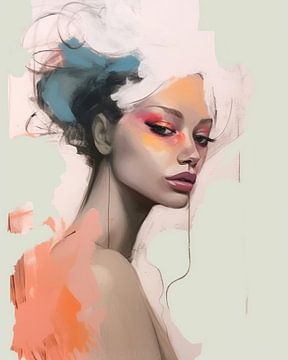 Modern and abstract illustrated portrait by Carla Van Iersel