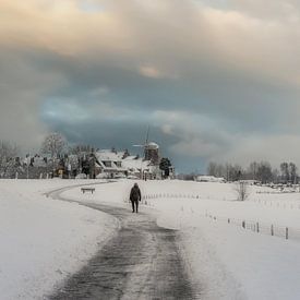Spaziergang in einem winterlichen Gemälde von Mart Houtman