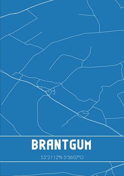 Blauwdruk | Landkaart | Brantgum (Fryslan) van MijnStadsPoster