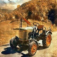 Tractor Fendt Dieselross in sepia stijl