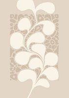 Grafische kunst Dansende Plant – Beige 2.0 – Muur galerie - Japandi – Abstract