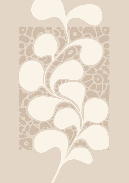 Grafik Tänzelnde Pflanze - Beige 2.0 - Wandgalerie - Japandi - Abstrakt von Digital Art Lover