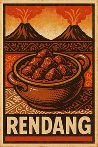 Retro Rendang Poster – Indonesian Beef Curry Wall Art