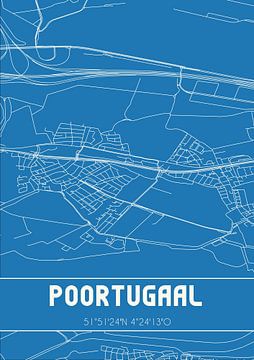 Blauwdruk | Landkaart | Poortugaal (Zuid-Holland) van Rezona