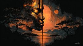 african-black-gold-orange by Gelissen Artworks