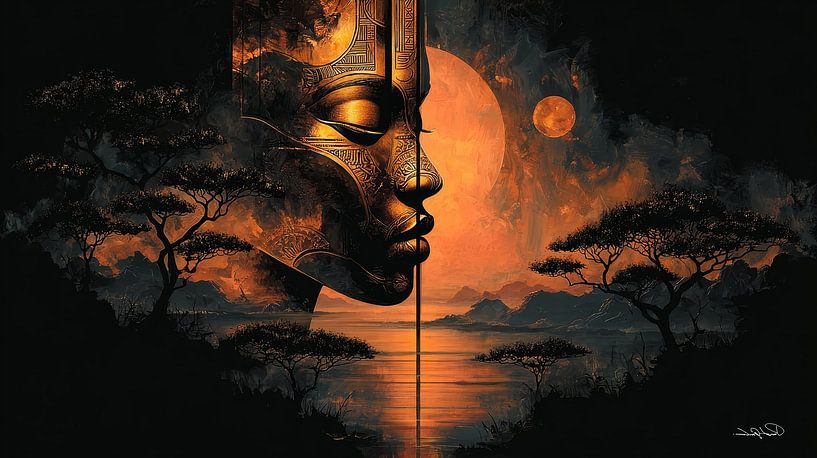 africain-noir-doré-orange par Gelissen Artworks