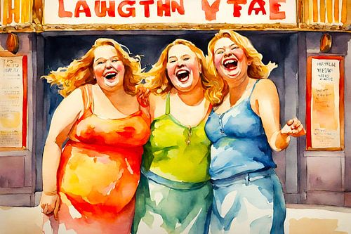 3 gezellige blonde dames gaan naar het theater