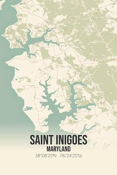 Carte ancienne de Saint Inigoes (Maryland), USA. sur Rezona