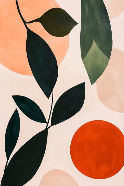 Harmonieuze bladeren en geometrische vormen van Poster Art Shop