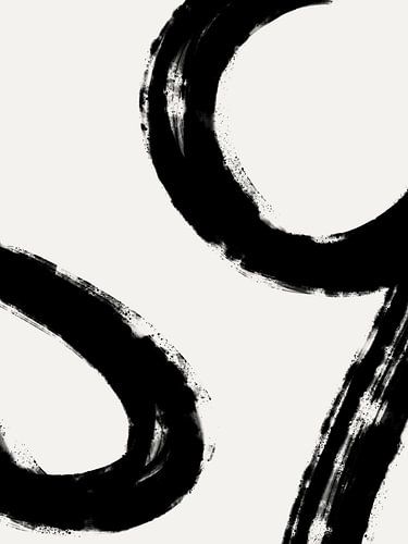 Œuvre d'art minimaliste et moderne avec de grands coups de pinceau en noir