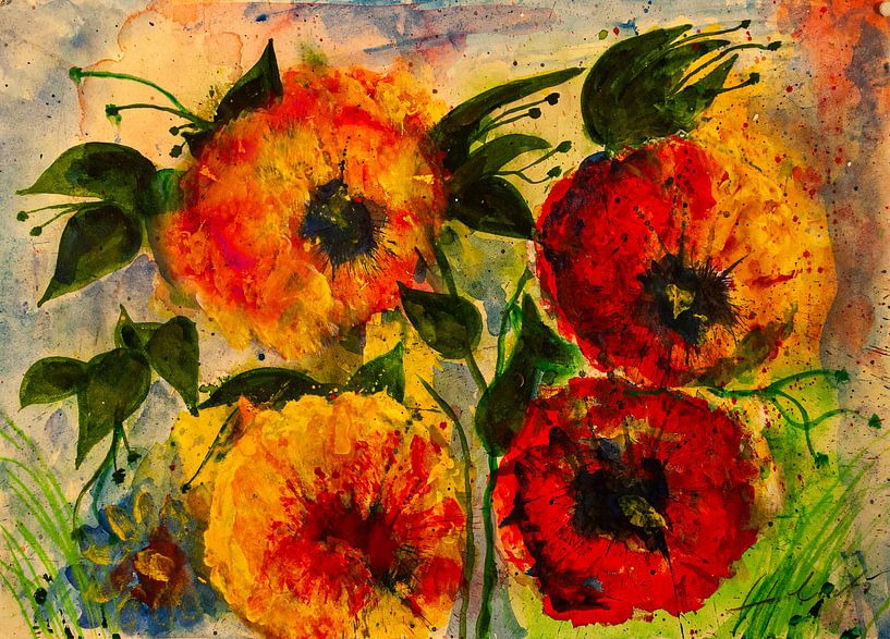 Rotes Blütenquartett von Klaus Heidecker