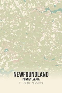 Vintage landkaart van Newfoundland (Pennsylvania), USA. van Rezona