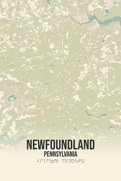 Carte ancienne de Terre-Neuve (Pennsylvanie), Etats-Unis. par Affiches de lieux