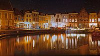 The harbour of Goes in nocturnal light with clear starry skies by Gert van Santen thumbnail