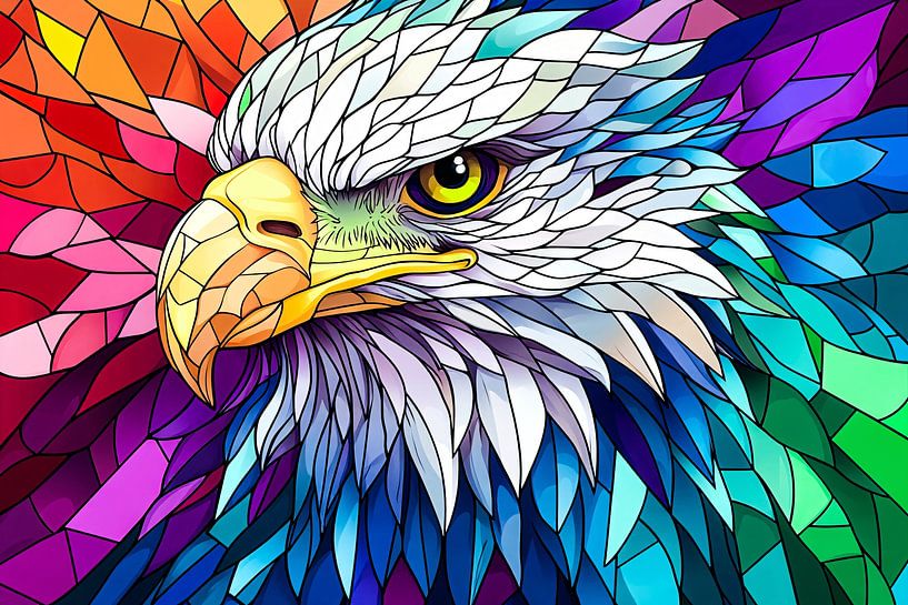 Colourful eagle glass design by Imperial Art House