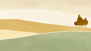 Minimalistische und heitere Hügellandschaft