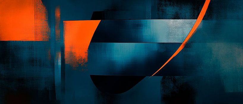 Abstract composition in blue and orange by Poster Art Shop