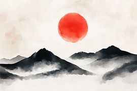 Paysage de montagne impressionnant avec coucher de soleil sur Poster Art Shop