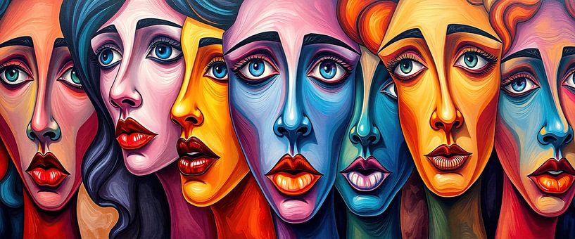 Visages de femmes - Des têtes pleines de couleurs en conversation avec l'invisible par AidasignArt
