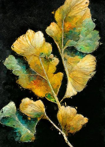 Ginko Biloba digitaal olieverfschilderij #ginko