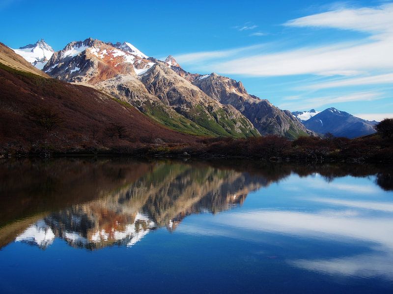Mountains reflected in lake by Sander van Doeland