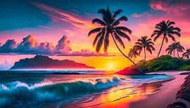 Zonsondergang op het strand