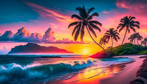 Zonsondergang op het strand