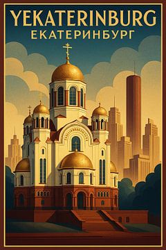 Église d'Ekaterinbourg sur le sang - Poster sur les montagnes de l'Oural