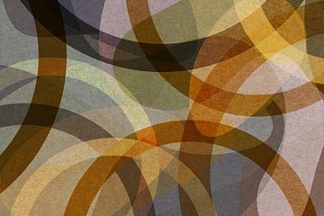 Géométrie rétro. Formes organiques abstraites modernes dans des tons chauds de jaune, brun, vert et  sur Dina Dankers