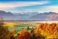 Herbst über Murnauer Moos mit Blick auf Zugspitze von Dieter Meyrl Miniaturansicht