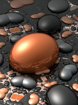 3d illustration render of a fractal with pebbles