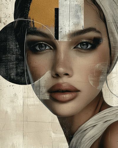 Contemporary art portret in aardetinten