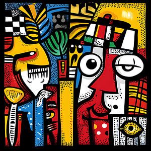 Festival Cuba Libre en couleur. Caricature dans le style de Saul Steinberg et Keith Haring