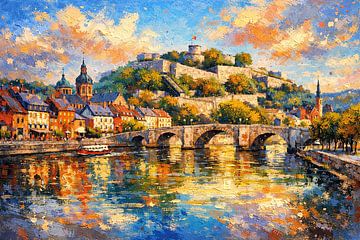 Namur, Belgien, ein impressionistisches Gemälde. von Galerie Hoppenbrouwers