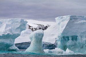 Ijsbergen rond Spert eiland; Icebergs around Spert Island van Hillebrand Breuker