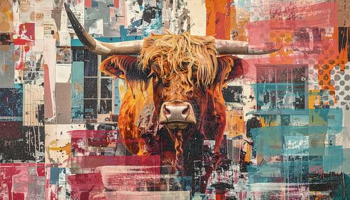 Schotse hooglander stier - blikvanger in expressionistische stijl