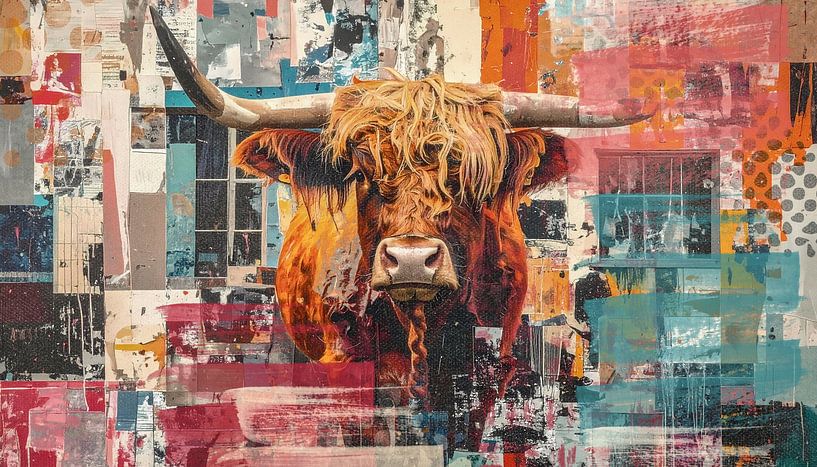 Scottish highlander bull - eye-catcher in expressionist style by Emiel de Lange