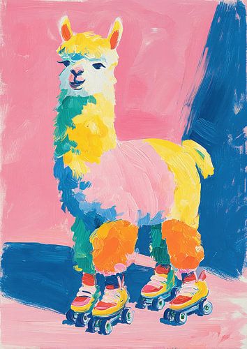Alpaca Gouache Rolschaatsen Vintage