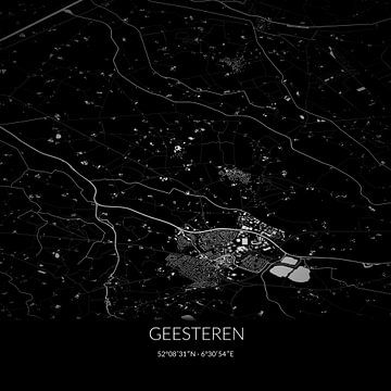Zwart-witte landkaart van Geesteren, Gelderland. van Rezona
