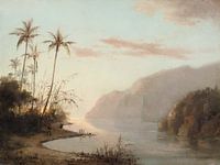 Een kreek in St. Thomas (Maagdeneilanden) door Camille Pissarro. Digitaal verbeterde versie.