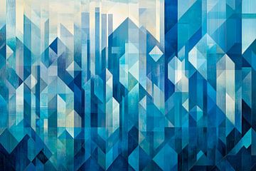 Blue geometry - Urban mountain landscape by Poster Art Shop