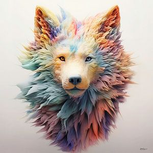 Wolf in mehrfarbig