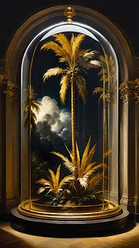 Gouden palm in glazen stolp van Maud De Vries