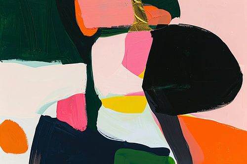 Kleurrijk abstract schilderij met dynamische vormen