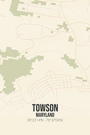 Carte ancienne de Towson (Maryland), USA. sur Affiches de lieux